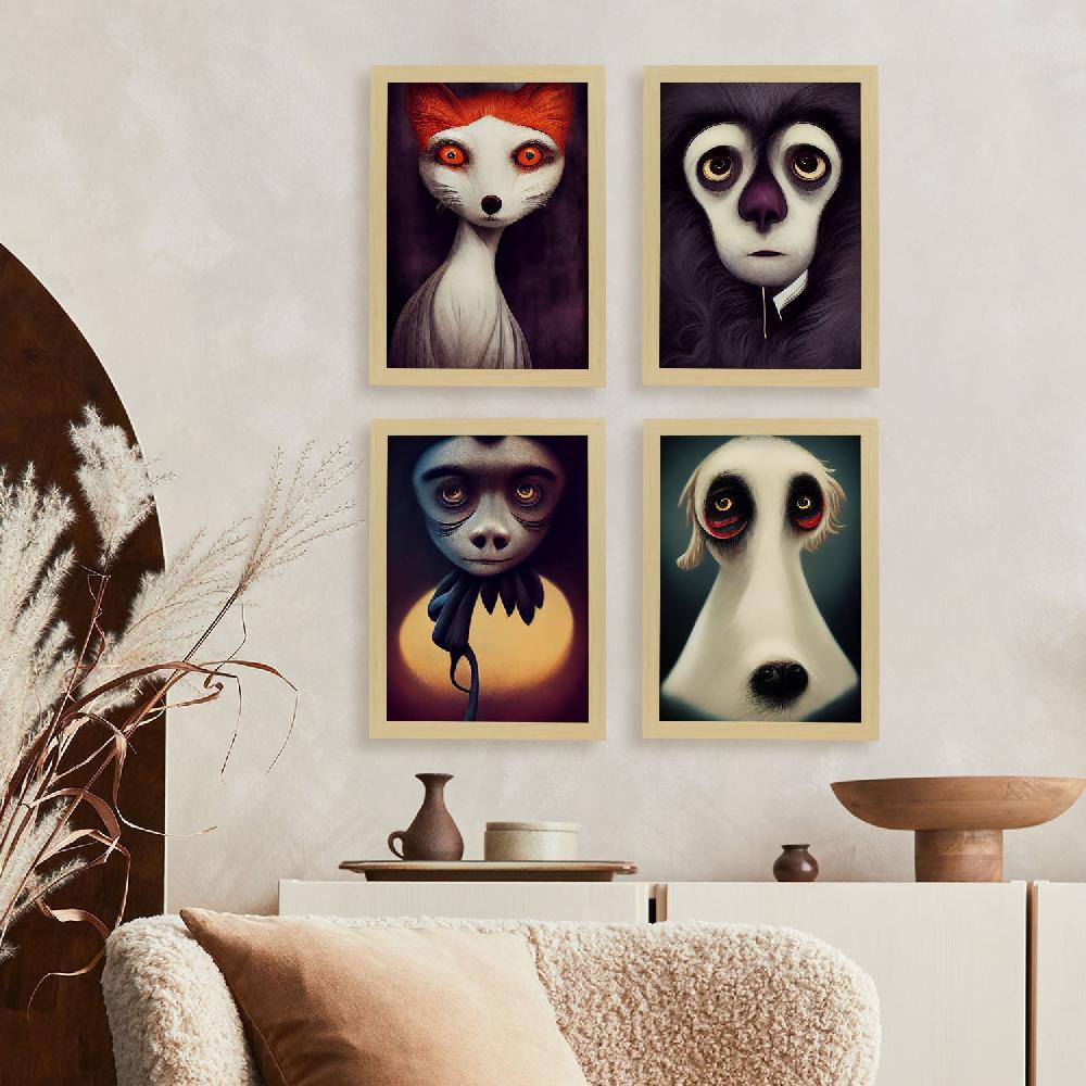 nacnic Ilustraciones y Laminas de Animales Estilo Burton para Diseño y Decoración de Interiores Colección Set de 6 Última moda