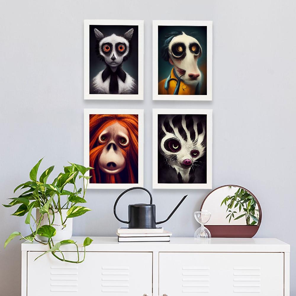 nacnic Láminas de Animales Estilo Burton para Diseño de Interiores y Decoración Colección Set 4 Ofertas de temporada
