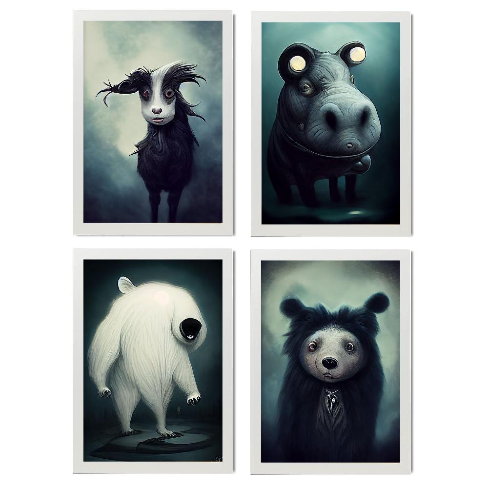 nacnic Láminas de Animales al estilo Burton para Diseño de Interiores y Decoración Colección Set 3 Grandes ahorros
