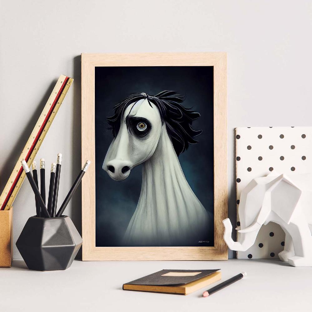 nacnic Lámina Nacnic Caballo Racional estilo T. Burton Arte Gótico Rebajas de fin de temporada