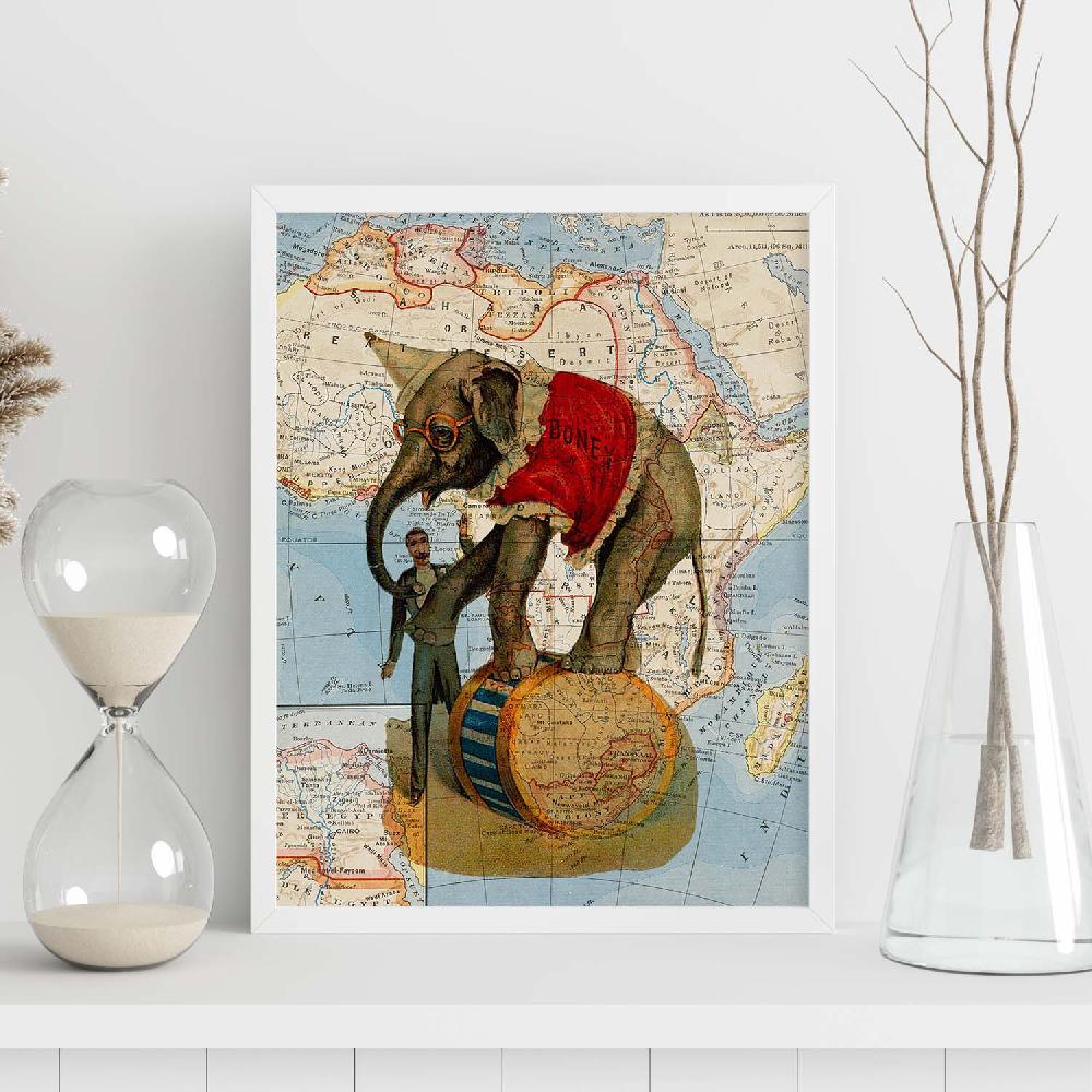 nacnic Lámina Ambulante desde África con Diseño de Objetos en Mapas Vintage Venta caliente