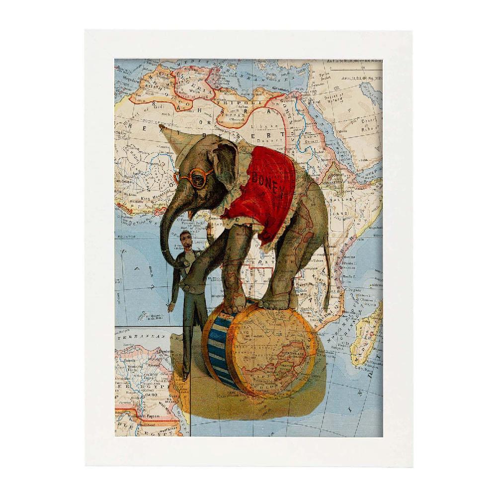 nacnic Lámina Ambulante desde África con Diseño de Objetos en Mapas Vintage Venta caliente