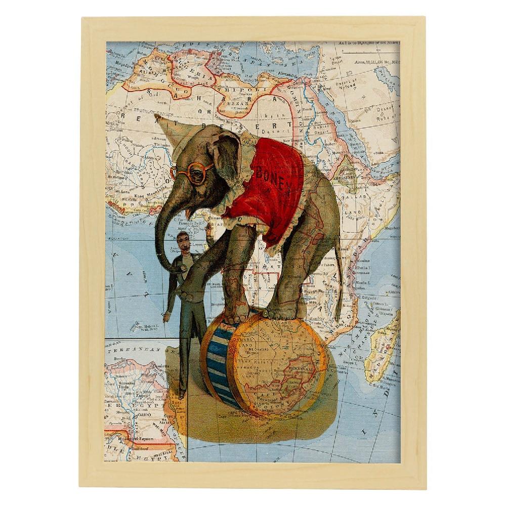 nacnic Lámina Ambulante desde África con Diseño de Objetos en Mapas Vintage Venta caliente