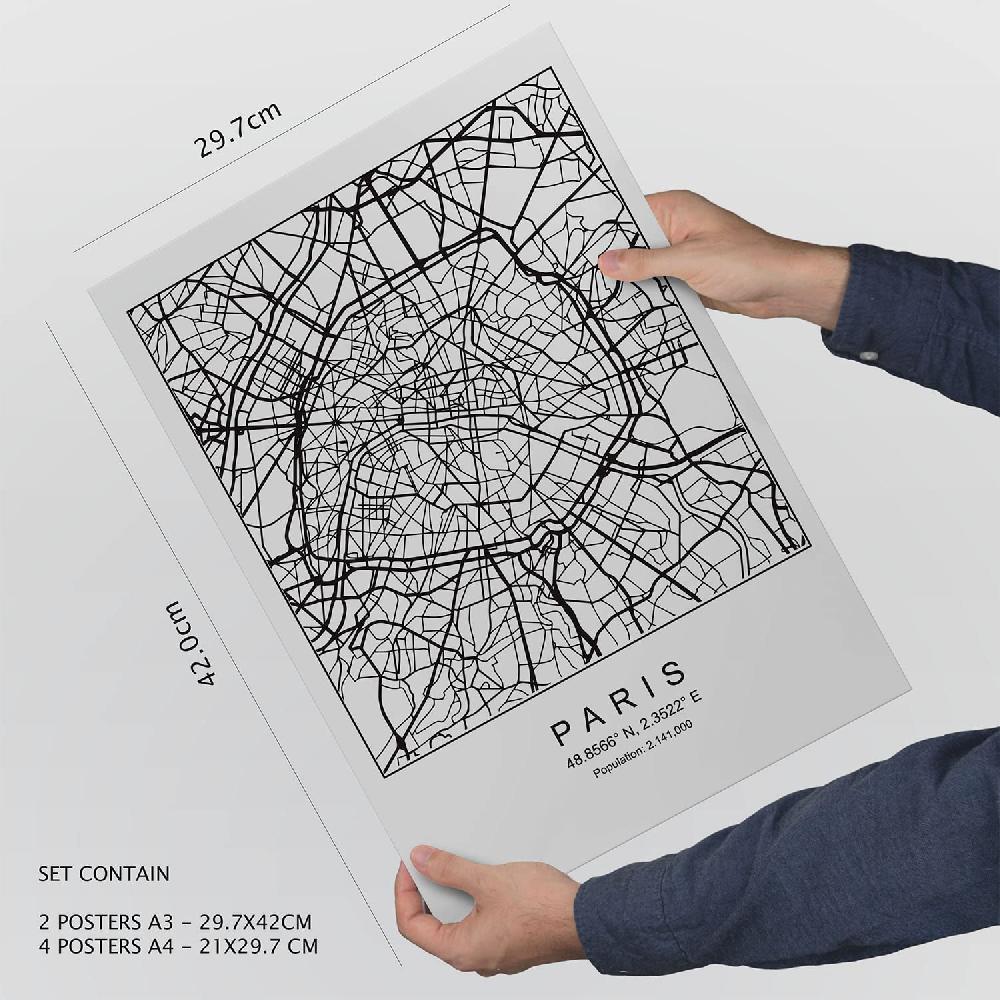 nacnic Set de 6 láminas de París y Londres con estética collage Tienda