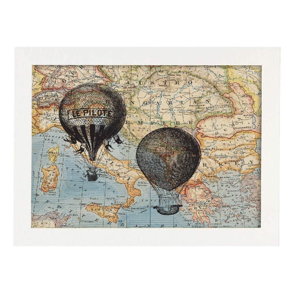 nacnic Lámina Viaje En Globos por Europa con Objetos sobre Mapas Vintage Mejor oferta