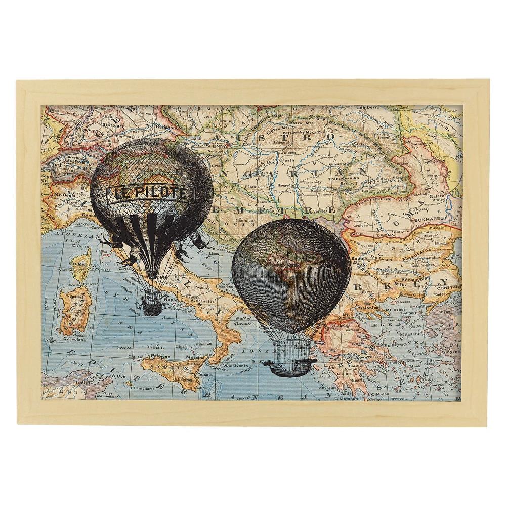 nacnic Lámina Viaje En Globos por Europa con Objetos sobre Mapas Vintage Mejor oferta
