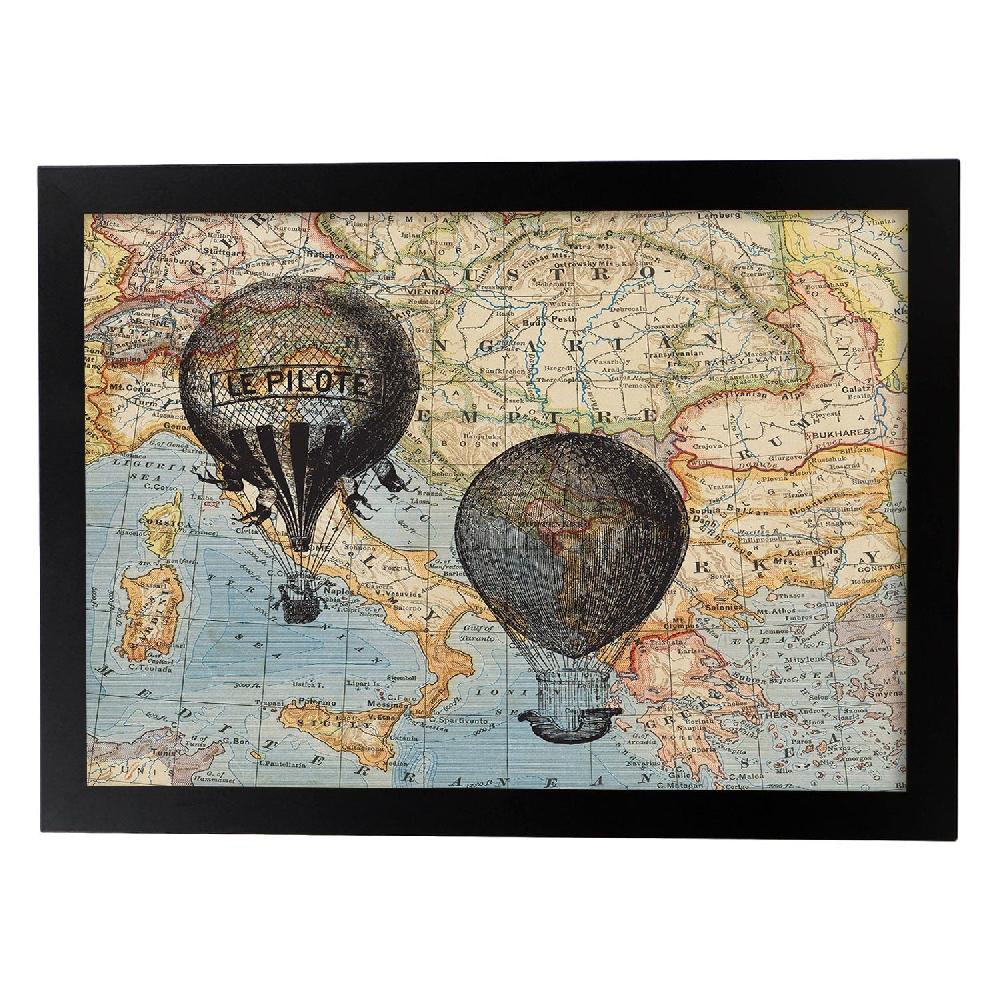 nacnic Lámina Viaje En Globos por Europa con Objetos sobre Mapas Vintage Mejor oferta