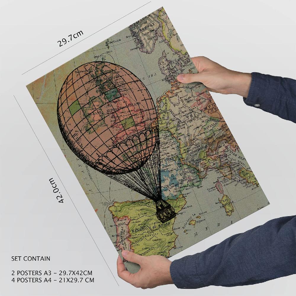 nacnic Set de 6 láminas de Mapas vintage estilo collage Rebajas top