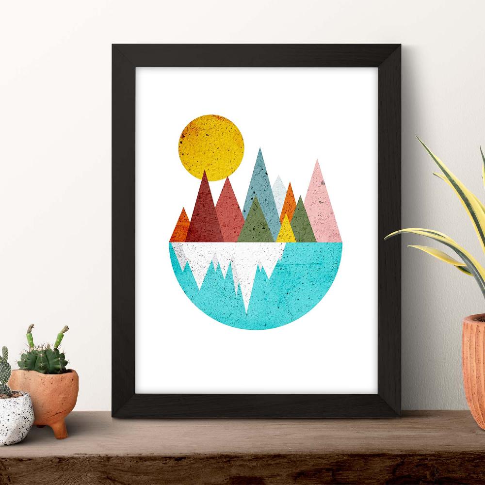 nacnic Póster Nórdico de Montañas y Lago con Círculos Ofertas especiales