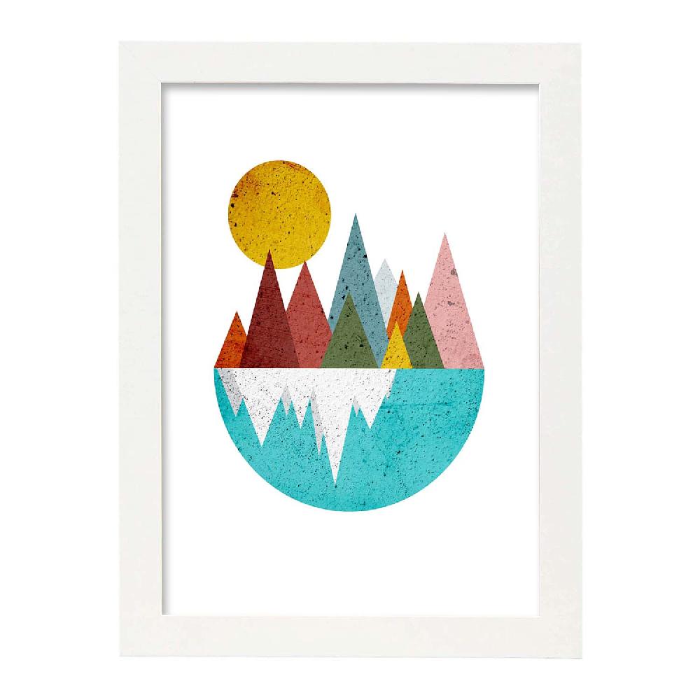 nacnic Póster Nórdico de Montañas y Lago con Círculos Ofertas especiales
