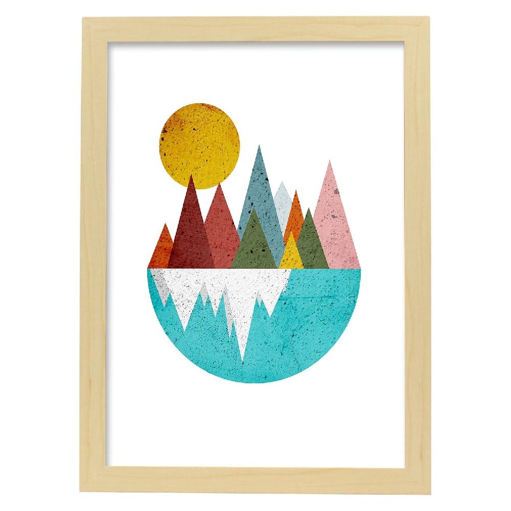 nacnic Póster Nórdico de Montañas y Lago con Círculos Ofertas especiales