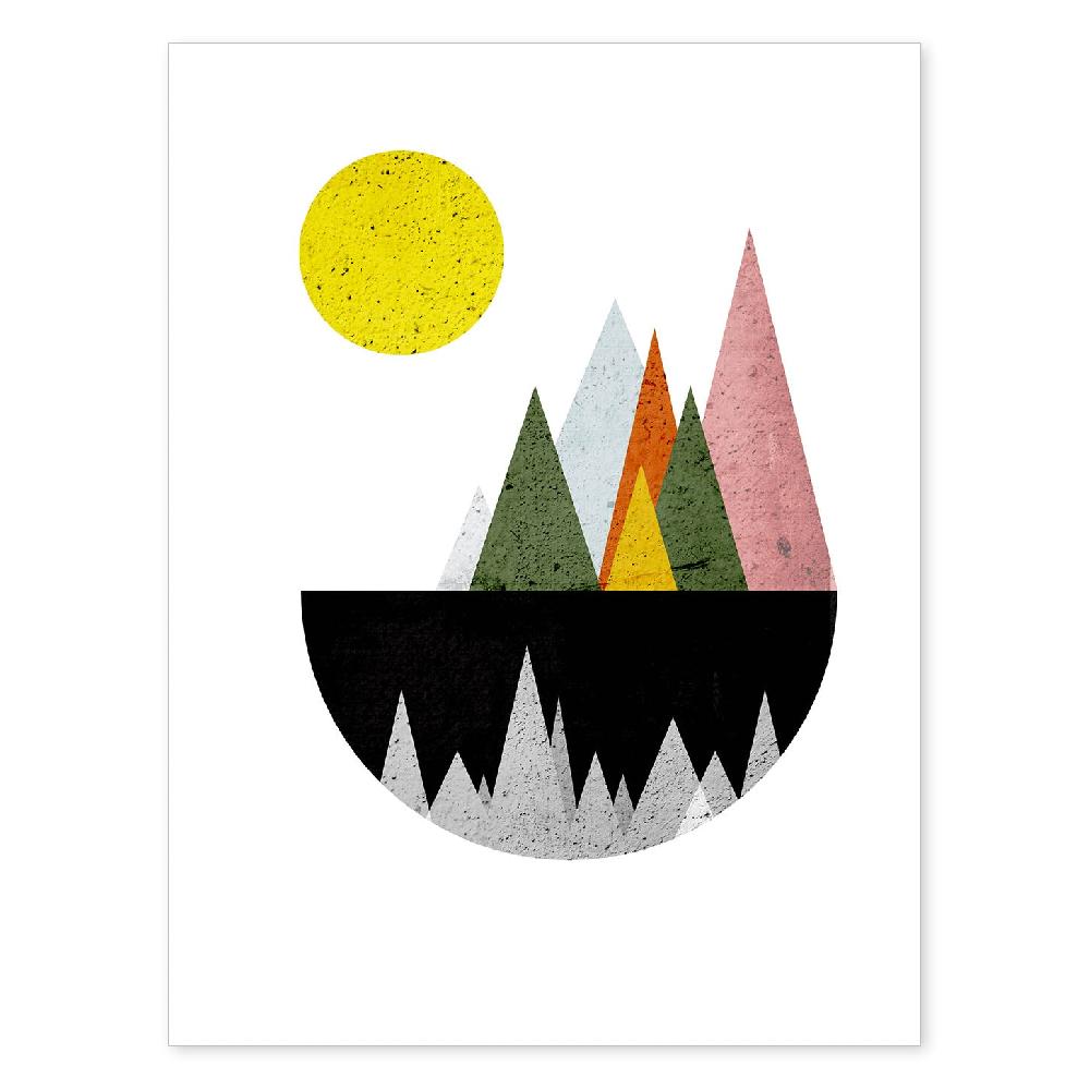 nacnic Póster Ilustrado de Montañas y Lago con Diseño Nórdico