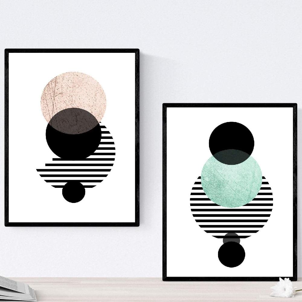 nacnic Set de 2 láminas estilo nórdico ECLIPSE LUNAR con imágenes geométricas