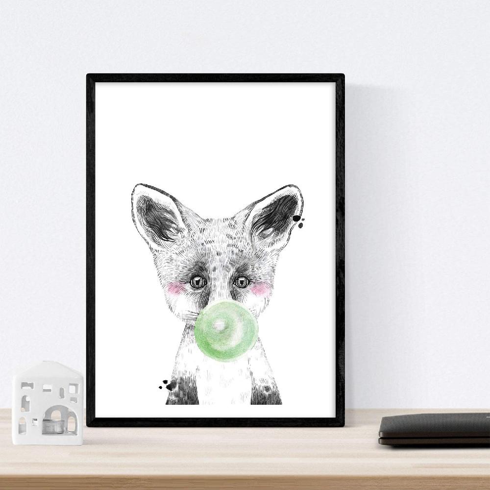 nacnic Set 6 láminas de animales bebes con chicle Solo hoy