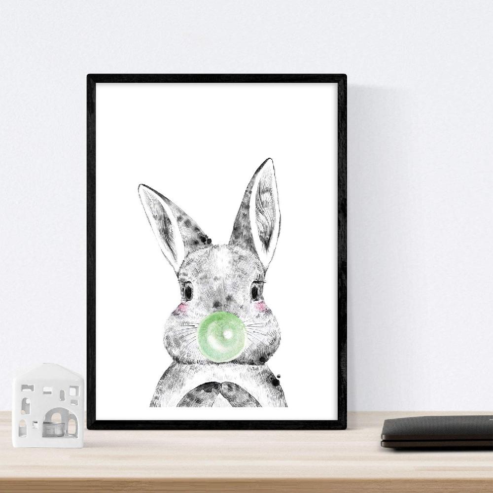 nacnic Set 6 láminas de animales bebes con chicle Solo hoy