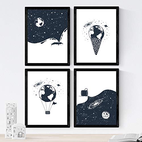 nacnic Set de 4 láminas de Tierra Espacio Rebajas baratas