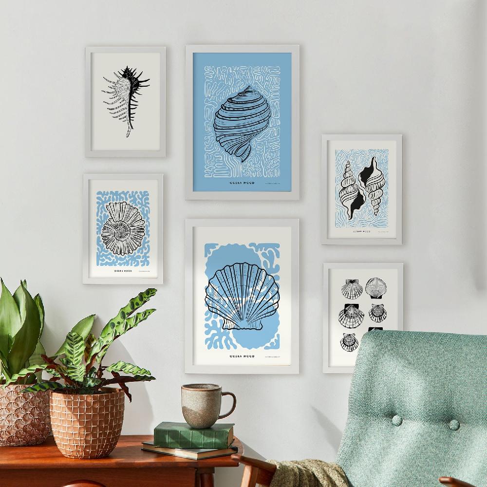 nacnic Laminas Artísticas de Conchas Marinas en Tinta Negra Gruesa Los más vendidos