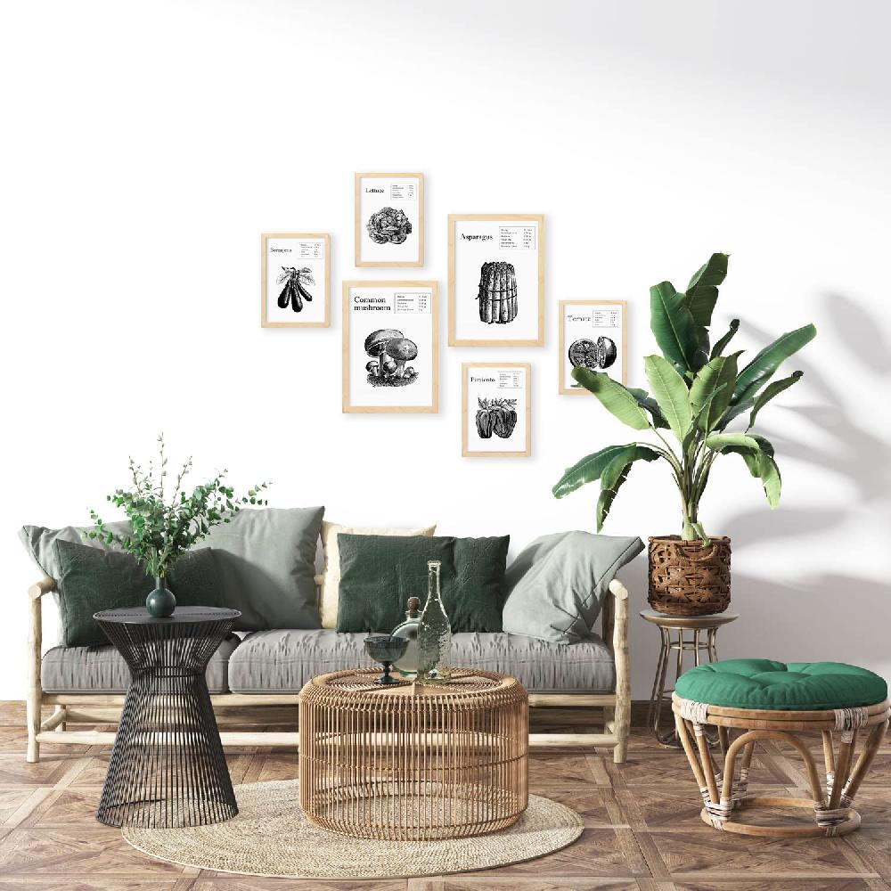 nacnic Set de 6 láminas de vegetales estilo collage Últimos 3 días