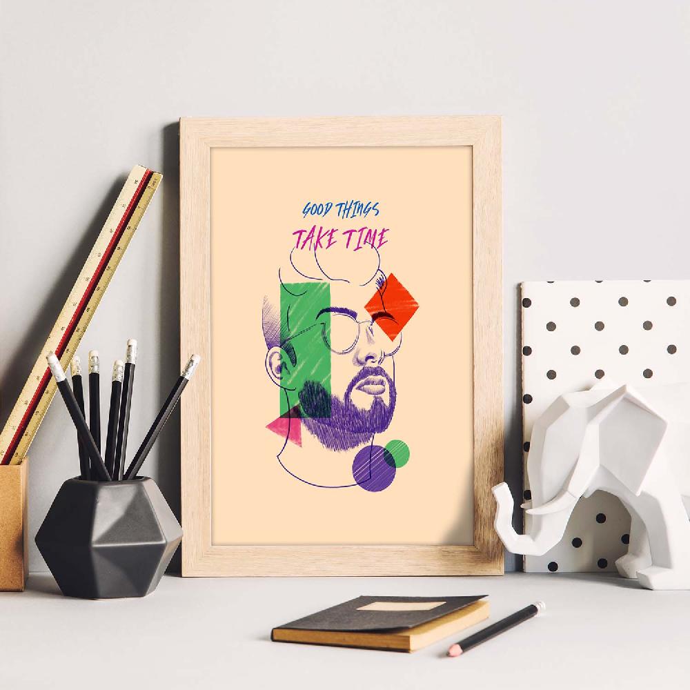 nacnic Lámina Minimalista Colorida de Bocetos de Bustos con Mensaje En oferta