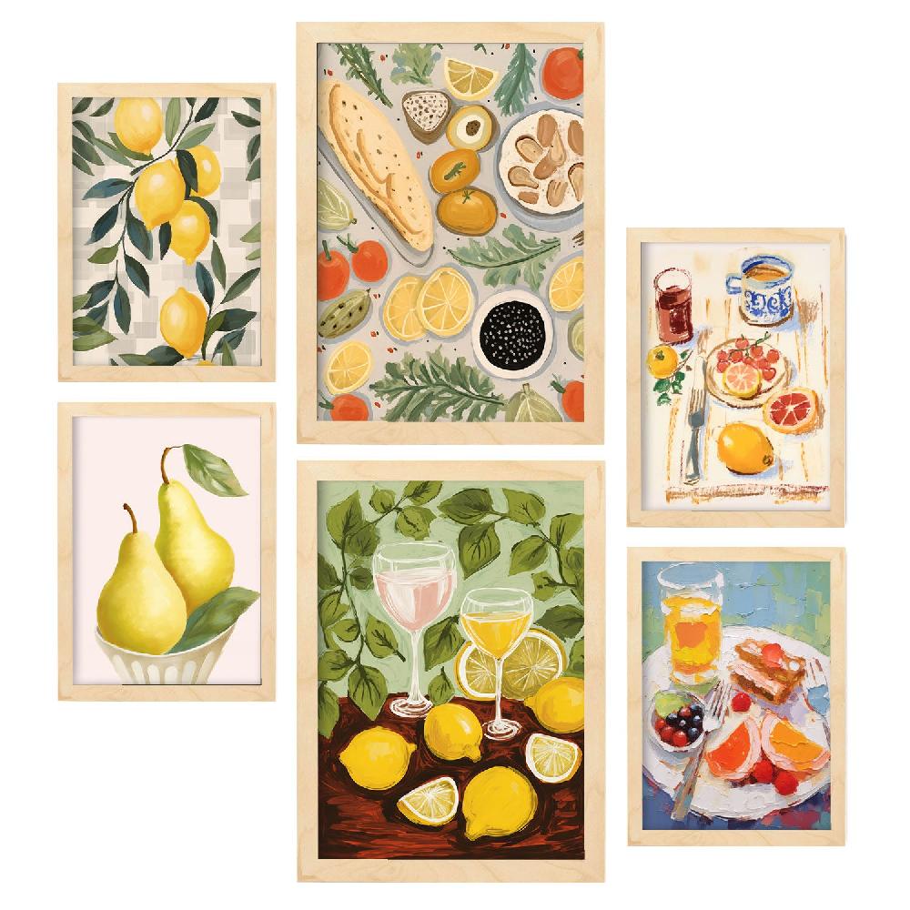 nacnic Nacnic Set de 6 Láminas de Limones y Mermelada para Amantes de la Comida Precio de fábrica