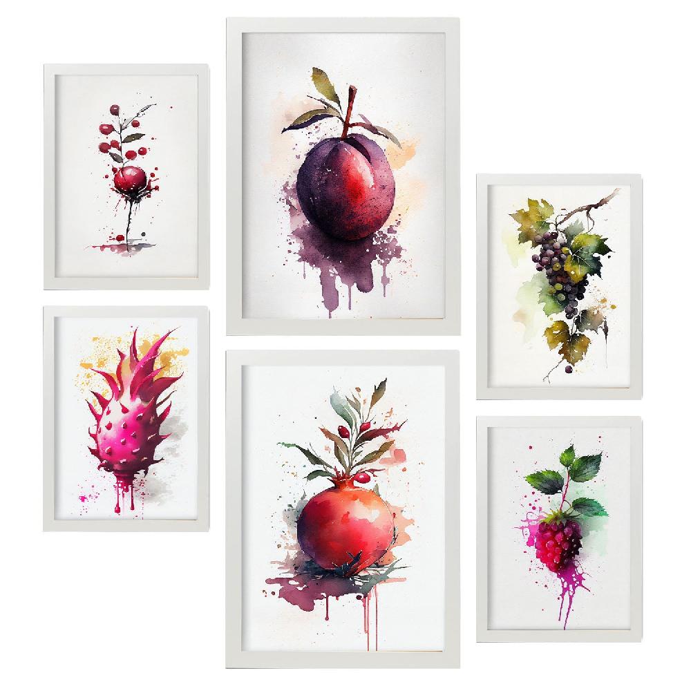 nacnic Nacnic Set de Frutas en Acuarela - Láminas Tienda de fábrica
