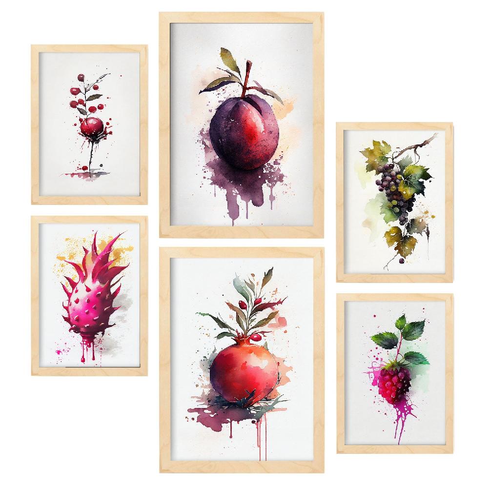 nacnic Nacnic Set de Frutas en Acuarela - Láminas Tienda de fábrica