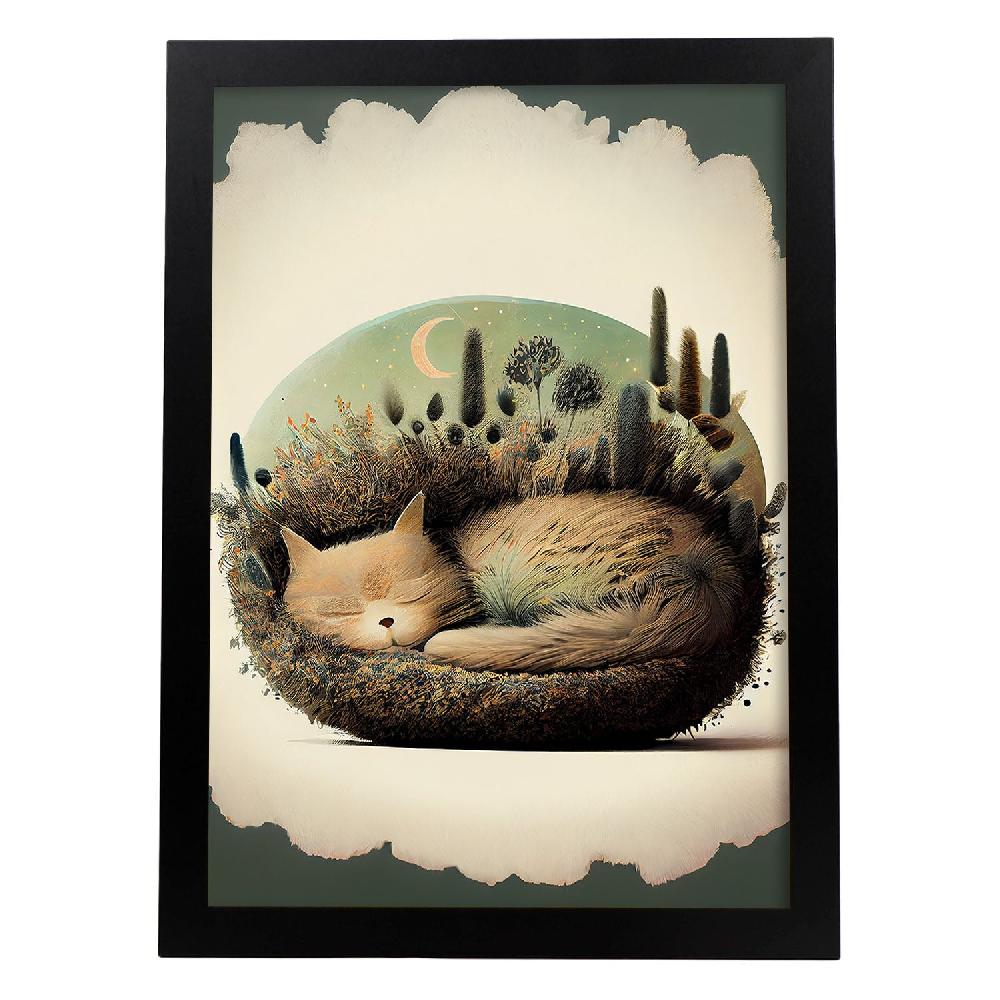 nacnic Lámina Nácnico Abstracto de Gato Esponjoso en Estilo Precisionismo Descuento por venta flash