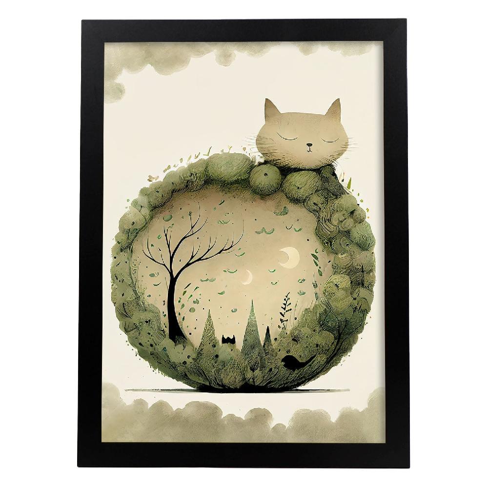 nacnic Lámina Nácnico Abstracto de Gato Esponjoso en Estilo Precisionismo Descuento por venta flash