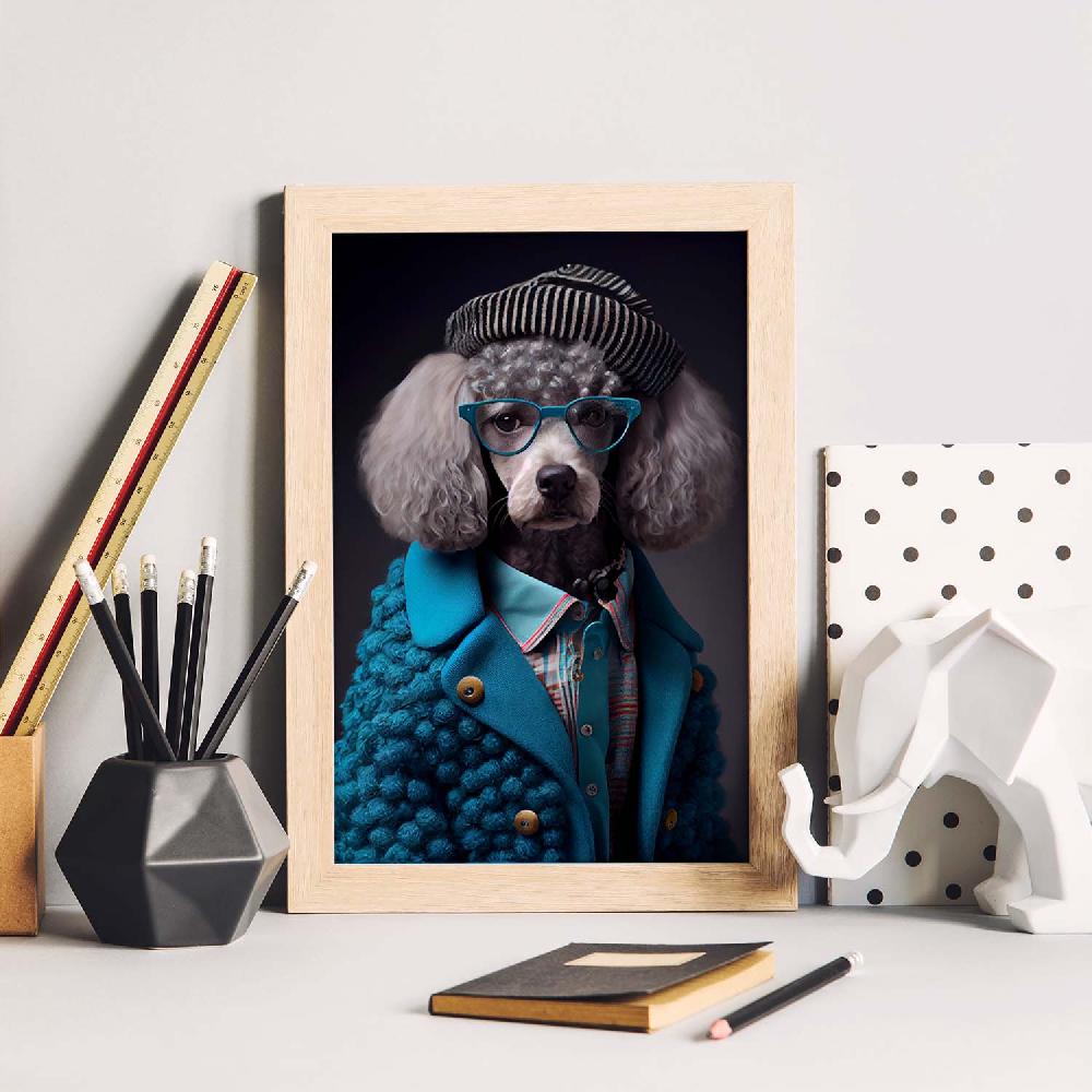 nacnic Lámina Nacnic de Poodle con gafas en estilo Fotografía a color Los más vendidos