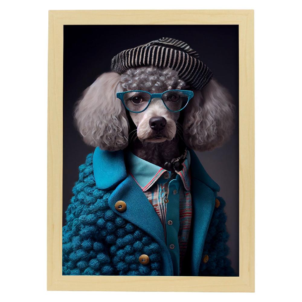 nacnic Lámina Nacnic de Poodle con gafas en estilo Fotografía a color Los más vendidos