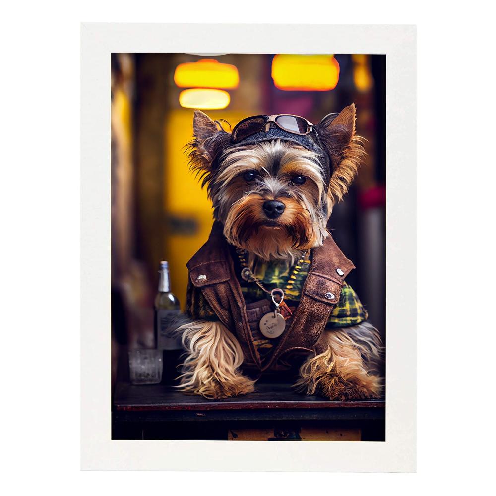 nacnic Lámina Nacnic de Yorkshire Terrier con Ropa Humana en Estilo Fotográfico Ventas relámpago