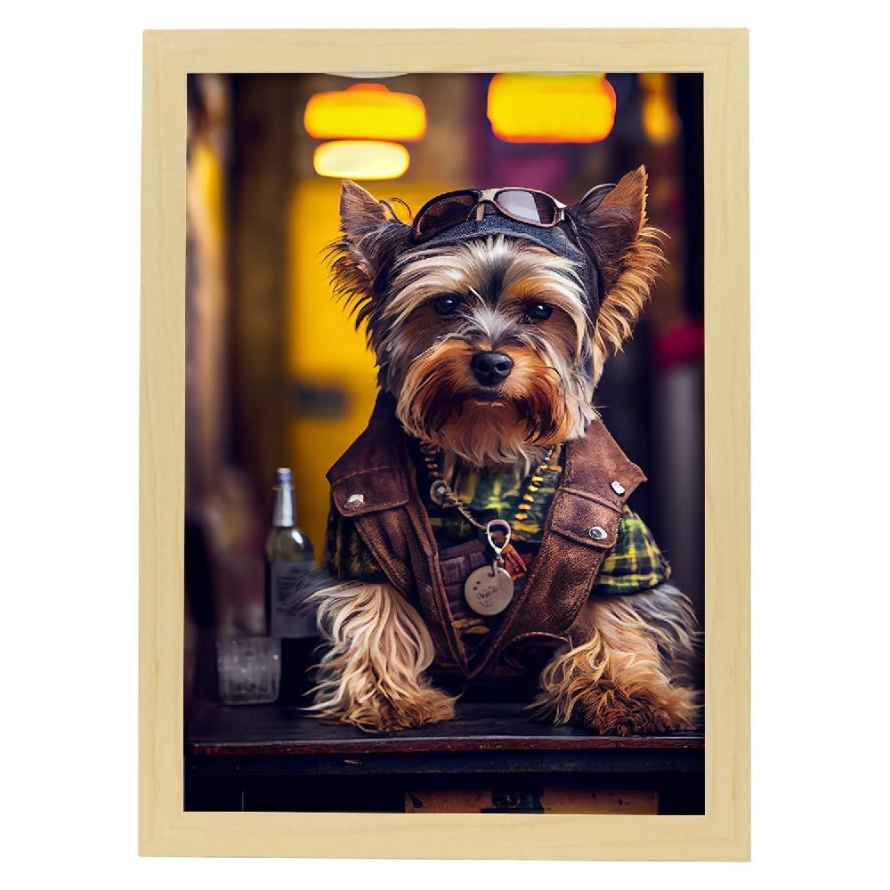 nacnic Lámina Nacnic de Yorkshire Terrier con Ropa Humana en Estilo Fotográfico Ventas relámpago