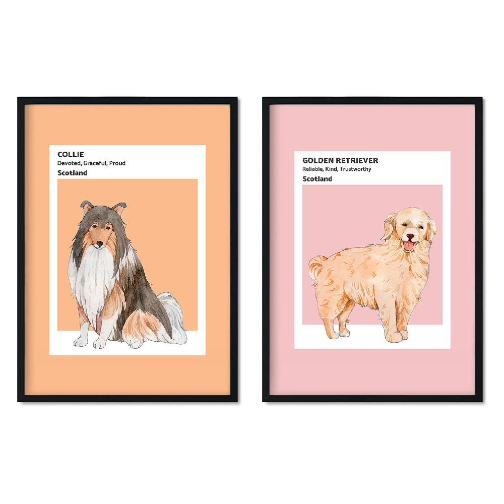 nacnic Set de Láminas de Perros Escoceses en Tonos Cálidos y Pastel Tienda