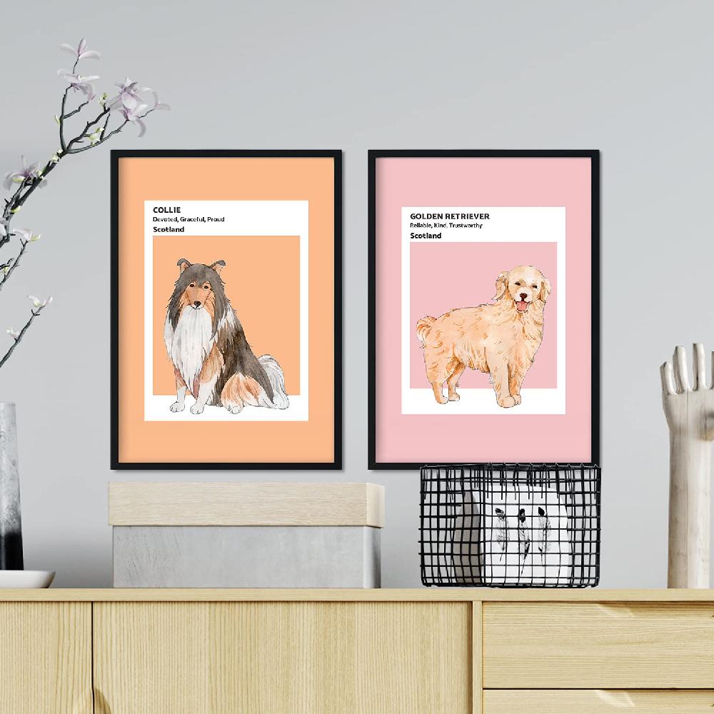 nacnic Set de Láminas de Perros Escoceses en Tonos Cálidos y Pastel Tienda