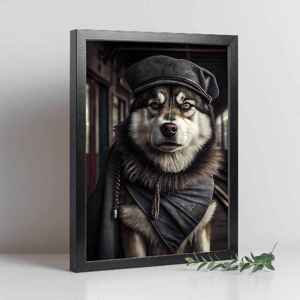 nacnic Lámina Nacnic de Malamute de Alaska en Estilo Fotografía Colorida con Ropa Humana Envío gratis