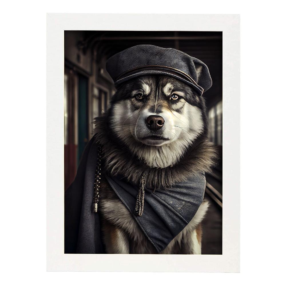 nacnic Lámina Nacnic de Malamute de Alaska en Estilo Fotografía Colorida con Ropa Humana Envío gratis