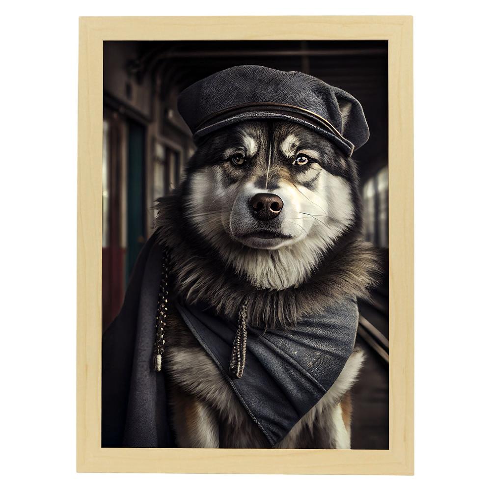 nacnic Lámina Nacnic de Malamute de Alaska en Estilo Fotografía Colorida con Ropa Humana Envío gratis