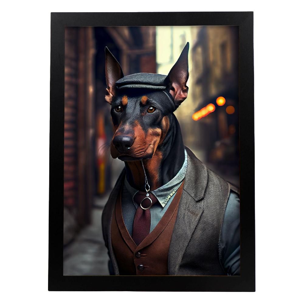 nacnic Lámina Nacnic Doberman Dependiente en Estilo Fotografía a Color con Ropa Humana