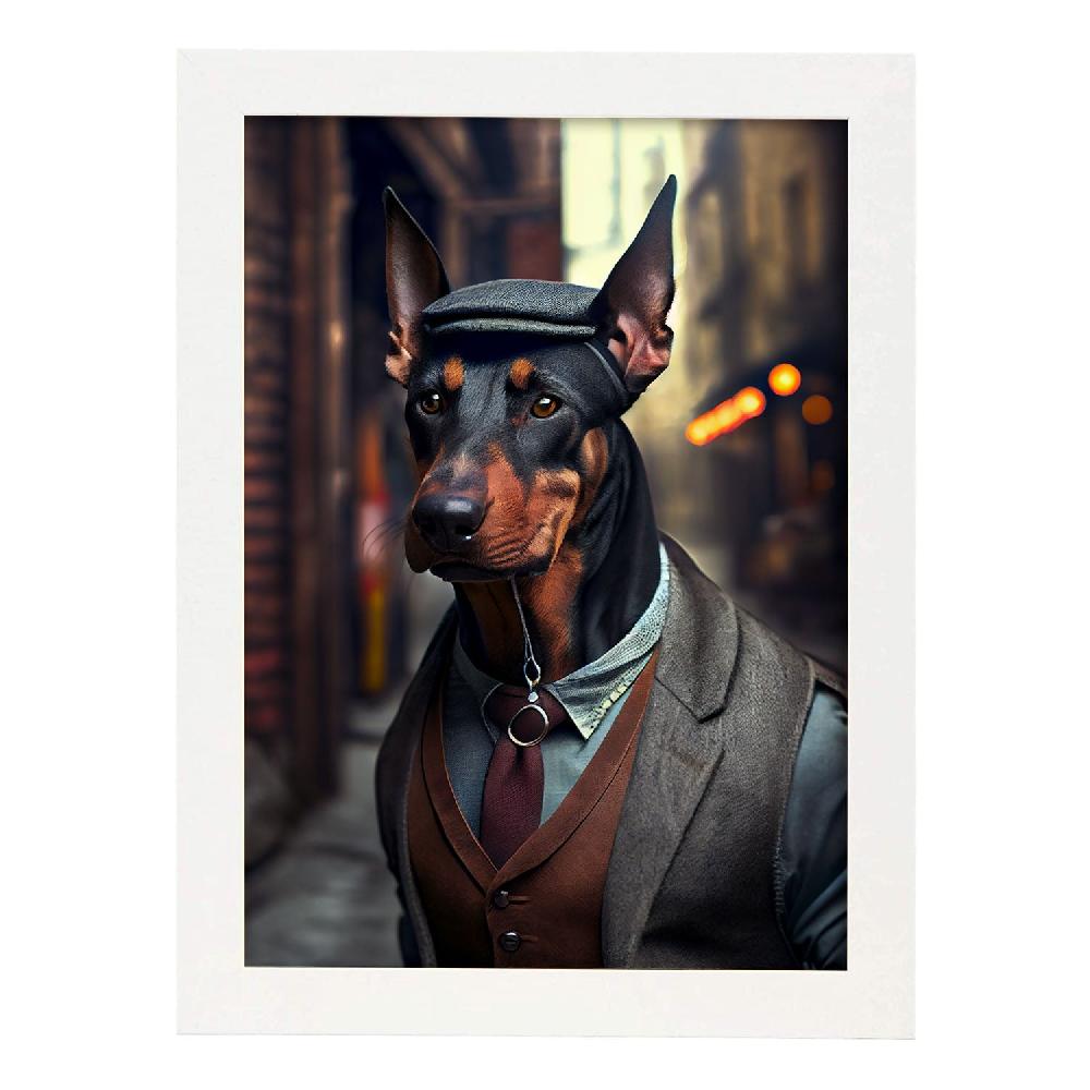 nacnic Lámina Nacnic Doberman Dependiente en Estilo Fotografía a Color con Ropa Humana Últimos 2 días