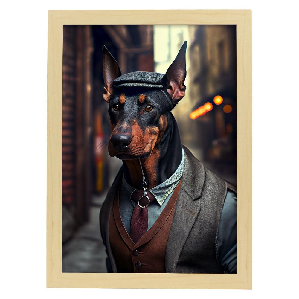 nacnic Lámina Nacnic Doberman Dependiente en Estilo Fotografía a Color con Ropa Humana Últimos 2 días