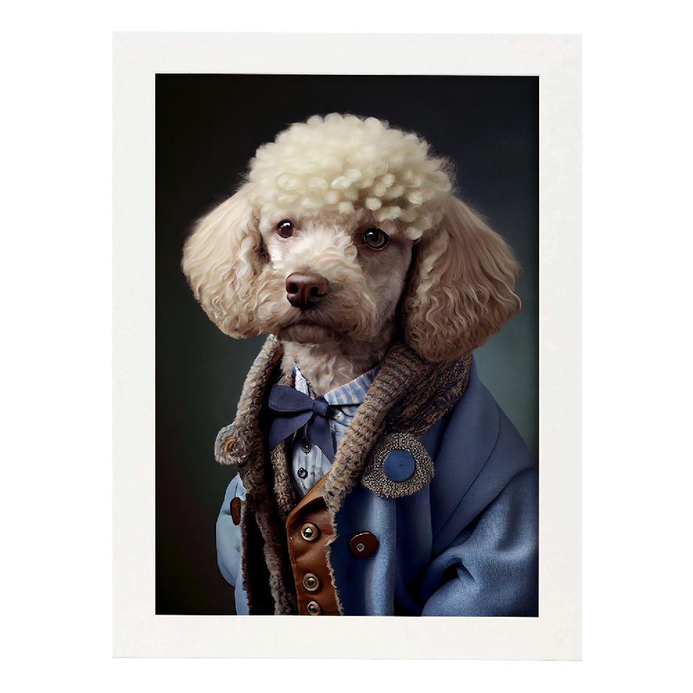 nacnic Lámina Nacnic de Poodle Blanco Audaz con Ropa Humana en Estilo Fotografía a Todo Color Último día
