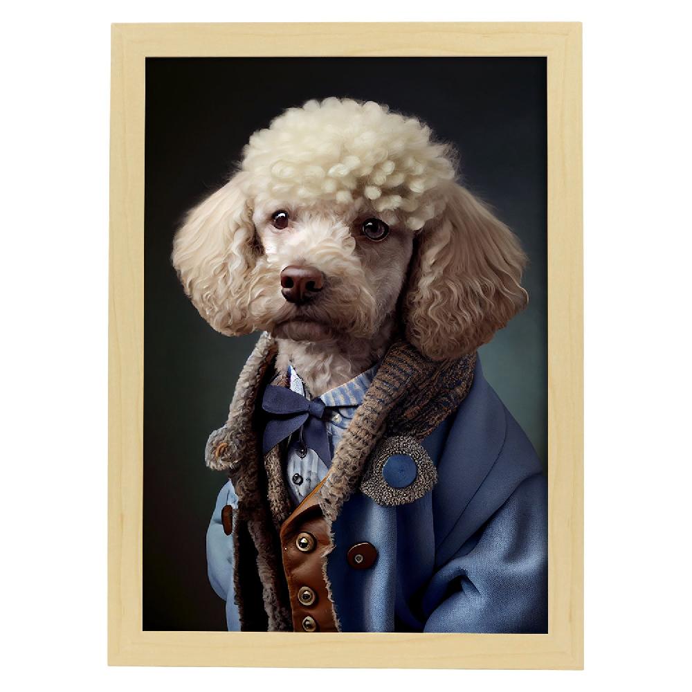 nacnic Lámina Nacnic de Poodle Blanco Audaz con Ropa Humana en Estilo Fotografía a Todo Color Último día