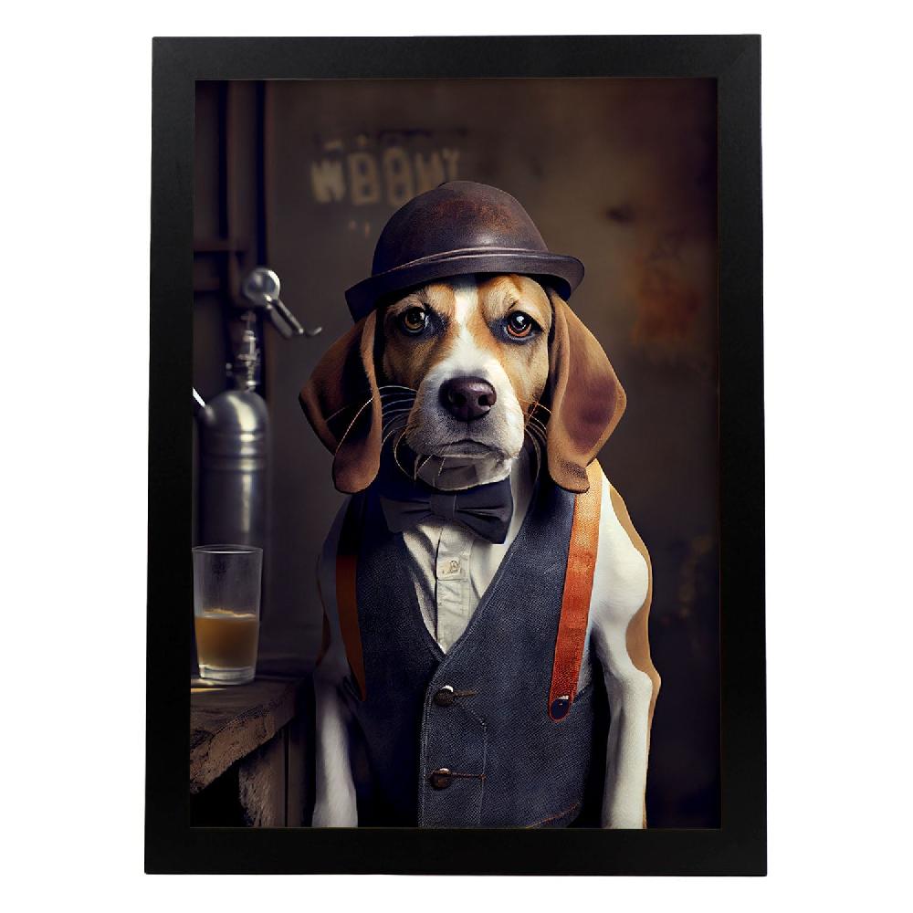 nacnic Lámina Nacnic Beagle Valiente en Estilo Fotografía a Todo Color con Ropa Humana Precio de fábrica