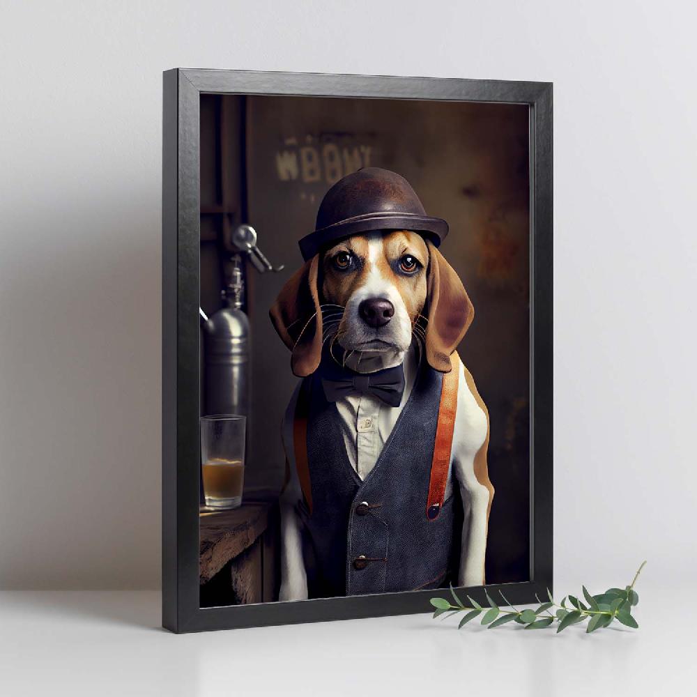 nacnic Lámina Nacnic Beagle Valiente en Estilo Fotografía a Todo Color con Ropa Humana Precio de fábrica