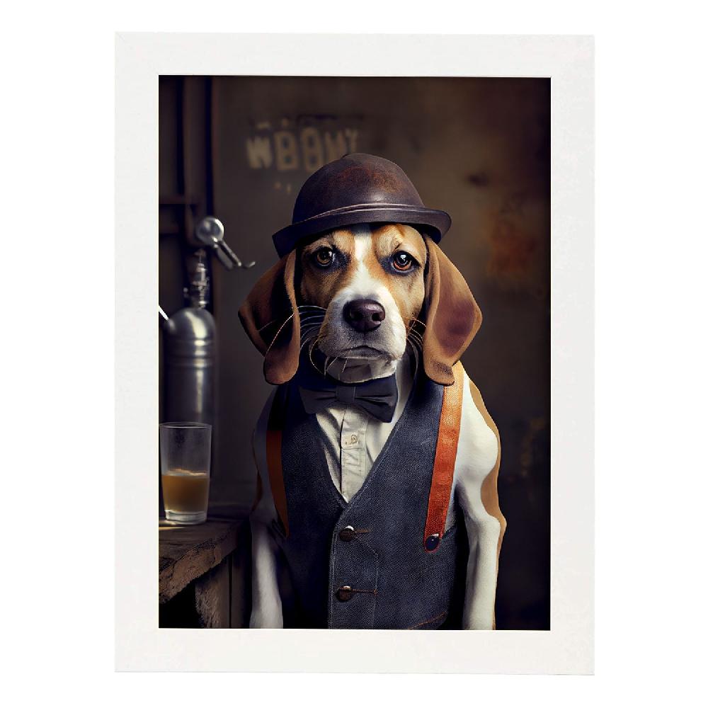 nacnic Lámina Nacnic Beagle Valiente en Estilo Fotografía a Todo Color con Ropa Humana Precio de fábrica