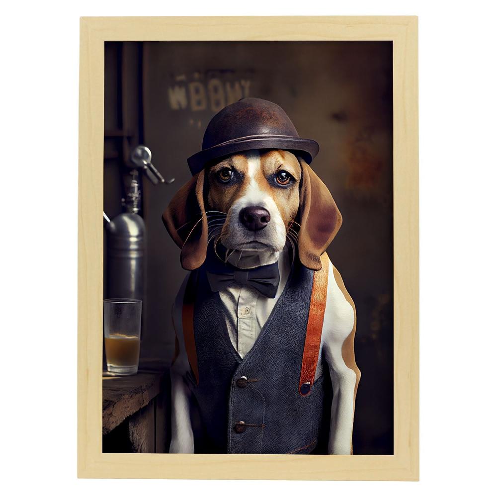 nacnic Lámina Nacnic Beagle Valiente en Estilo Fotografía a Todo Color con Ropa Humana Precio de fábrica