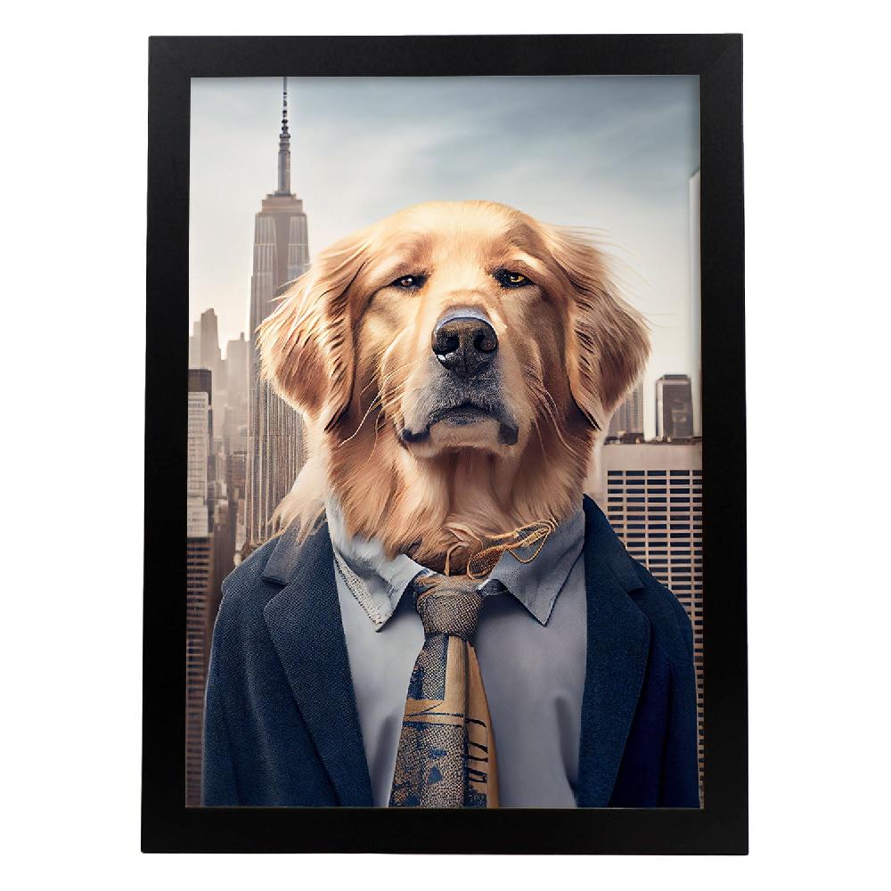 nacnic Lámina Nacnic de Golden Retriever con Ropa Humana en Estilo Fotografía a Todo Color Solo hoy