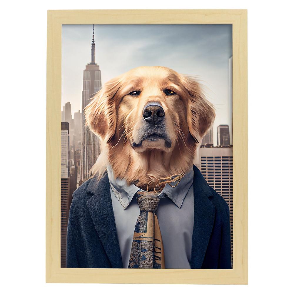 nacnic Lámina Nacnic de Golden Retriever con Ropa Humana en Estilo Fotografía a Todo Color Solo hoy