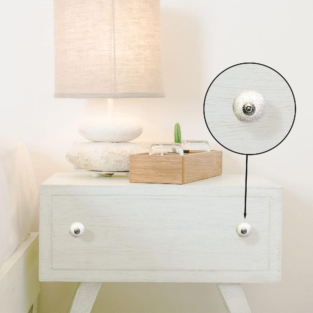 nacnic Set de 8 pomos de cerámica craquelado blanco para muebles Promoción trimestral