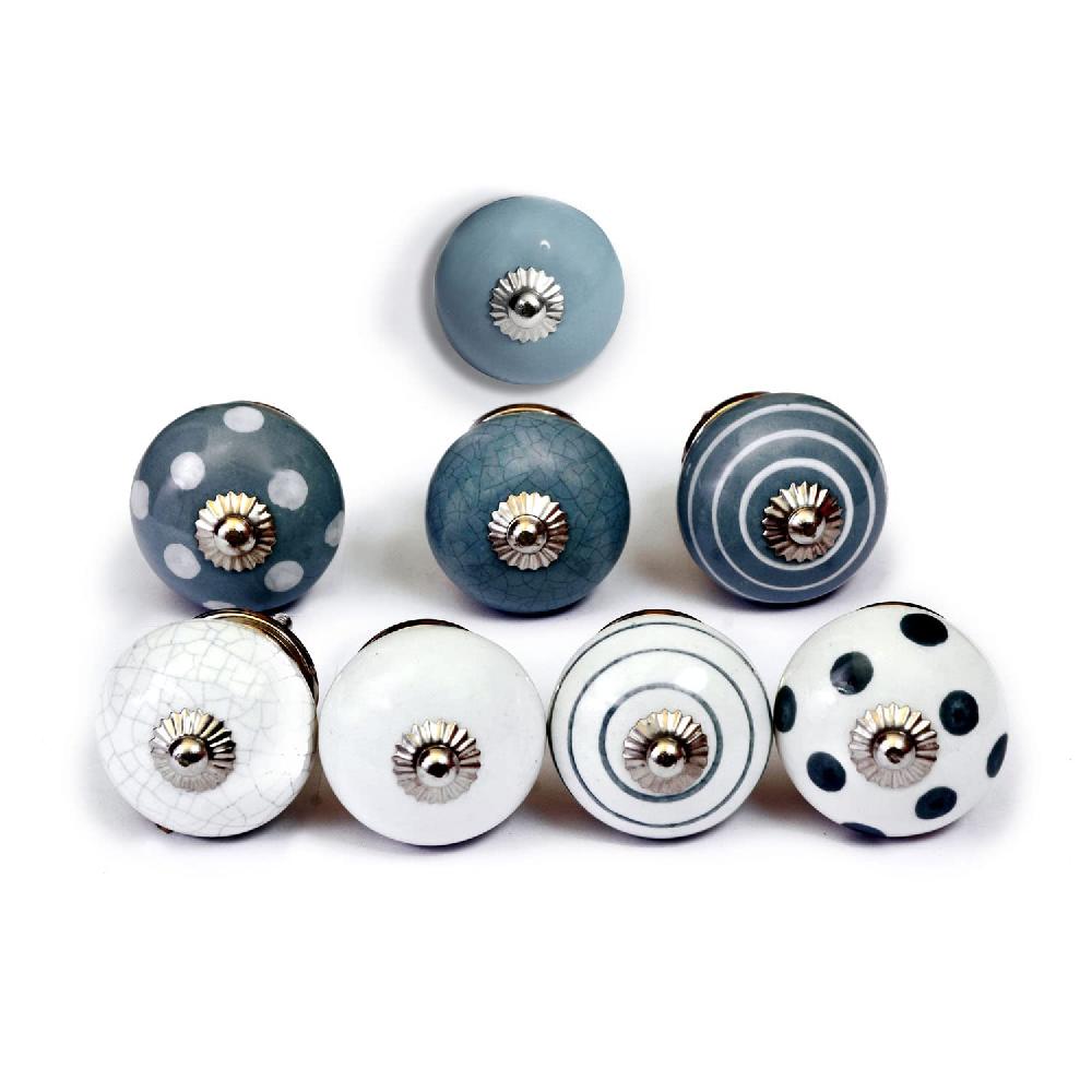 nacnic Set de 8 Pomos Tiradores de Cerámica Azul y Blanco para Muebles y Habitación Infantil Superdescuento